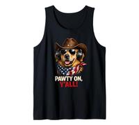 Pawty On Y'all Funny Dog in Cowboy Hat with Headphones Camiseta sin Mangas