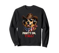 Pawty On Y'all Funny Dog in Cowboy Hat with Headphones Sudadera