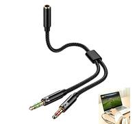 Pawubai Cable Adaptador Jack, Splitter Jack 3.5 mm Audio y Micrófono 1 Hembra a 2 Macho, Cable Trenzado 1 m Conectores Dorados, HiFi Estéreo, Separador de Mic y Auriculares Gaming Xbox PC Portátil