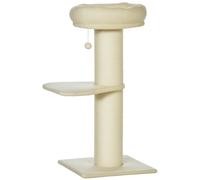 PawHut Árbol para gatos rascador sisal natural 2 plataformas cesta observación juego bola suspendida felpa Beige Aosom España