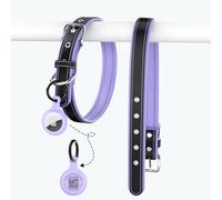PawView Collar de piel auténtica para perro con etiqueta de identificación inteligente, ajustable y personalizado para perros pequeños, forro de poliuretano transpirable, código QR antipérdida (S