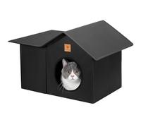 PawVogue Casa para gatos Oxford impermeable (negro)