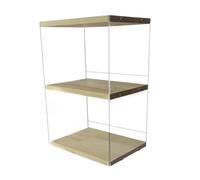 PawwJoy Soporte para discos de vinilo de mesa, soporte para LP multiusos, estante de almacenamiento para álbumes, DVD, libros, fotos, organizador de escritorio de madera y acrílico, 8.2 x 5.9 x 12