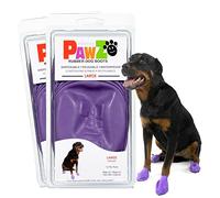 PawZ - Botas de goma para perros, botas de nieve impermeables para perros, protección de patas para perros, 12 zapatos para perros por paquete (morado, grande), paquete de 2
