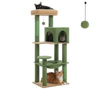 PAWZ Road Cactus - Árbol para gatos con hamaca de peluche de metal, torre para gatos adultos con casa de condo de 2 puertas, estantes para gatos de 6 niveles con poste rascador y gran percha superior