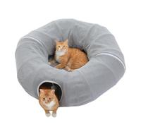 PAWZ Road Túnel de peluche para gatos, túnel de conejo, juguete para gatos, 2 en 1, forma circular, túnel para gatos y cama para gatos, diámetro de 85 cm, color gris