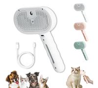 Pawzium Pets, Pawzium Pets 3-In-1 Steam Brush, Steamglide Pet Grooming Comb, for Dogs and Cats, Remove Tangled & Loose Hairs (White)