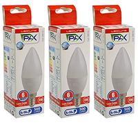 Pax Light - Kit de 3 velas LED C35, 6 W, 3000 K, 500 lm, E14 luz cálida