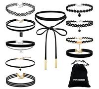 PAXCOO 10 Piezas Gargantilla Punk Estilo GóTico CláSico Collar De Terciopelo Estiramiento del CordóN del Tatuaje Gargantilla