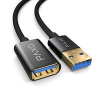 PAXO Alargador USB 3m, 10 Gbit/s (1,25 GByte/s), USB 3.2 Gen2 (3.0, 3.1), cable alargador USB, conector A a conector A, negro, cubierta de tela