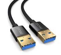 PAXO Cable USB 3.1 (USB 3.0) de nylon de 1m macho A a macho A, cable especial, cable de conexión USB negro, enchufe dorado