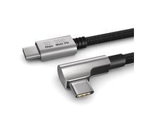 PAXO Cable USB C a USB C de 0,5 m, cable de carga rápida 100W Power Delivery 20V/5A PD 3.0, 10 Gbps - cable de datos de alta velocidad USB 3.2 Gen2x1, elegante enchufe acodado, negro