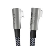 PAXO Cable USB C a USB C de 1 m, cable de carga rápida 100W Power Delivery 20V/5A PD 3.0, 10 Gbps - Cable de datos de alta velocidad USB 3.2 Gen2x1, enchufe acodado, plateado