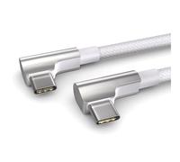 PAXO Cable USB C a USB C de 1 m, cable de carga rápida 100W Power Delivery 20V/5A PD 3.0, 10 Gbps - Cable de datos de alta velocidad USB 3.2 Gen2x1, enchufe acodado, blanco