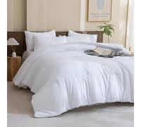 Paxrac Classic Pure White Comforter Queen Size, 3 Pieces Boho Comforter Set, Lightweight Solid Bedding Set, All Seasons Soft Breathable Queen Comforter Set (90x90In Comforter & 2 Pillowcases)