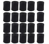 Payanwin 10 pulseras deportivas, muñequeras para hombres y mujeres, elásticas y absorbentes del sudor, de algodón, perfectas para baloncesto, fútbol, tenis, fútbol, correr y hacer ejercicio (negro)