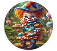 Payaso Colorido Puzzle para Adultos Puzzle de 1000 Piezas Redondo Papel Bosque Fantasía