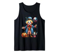 Payaso de Halloween con Calabaza y Globo mágico Camiseta sin Mangas