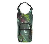 Payaso de pelo verde con una motosierra en la mano izquierda y un cuchillo a la derecha. Bolsa plegable para botella de agua para senderismo, soporte para botellas de agua, se adapta a botellas de 20