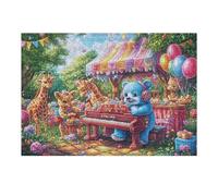 Payaso Jirafa Fiesta Bosque Vida Silvestre Naturaleza Salvaje Puzzle 300 Piezas para Adultos Agradable Divertido Y Creativo Hobby Y Ocio En Casa 300 PCS（40x28cm）