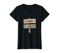 Payasos a la Izquierda Jokers To The Right Plank Sign Camiseta gráfica económica, Mujer, Negro, XS
