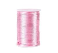 Paybous Cordón de satén de nailon de 3 mm x 54 yardas, cuerda trenzada para anudar chinos, pulseras de macramé, collares, fabricación de joyas (rosa)