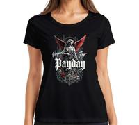 Payday - Camiseta para mujer con diseño de ángel con alas rojas, Negro , 3XL