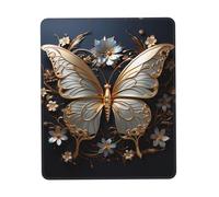 PAYDYLONA Alfombrilla de mouse con estampado de mariposas blancas y doradas, impermeable, con base de goma antideslizante, para oficina, hogar y laptop, 8.3 x 10.3 pulgadas