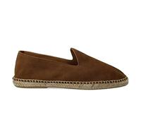 PAYMA - Alpargatas de Esparto de Piel para Hombre. Slippers Zapatillas Flexibles de Verano. Sandalias de Ante para Hombre. Mocasines Espadrillas. Color: Marrón Liso, Talla: EU 42
