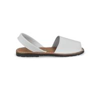 PAYMA - Menorquinas Avarcas de Piel para Hombre Mujer Unisex. Fabricadas en España. Sandalia Alpargata de Verano. Planta Acolchada. Talón Abierto. Color: Blanco, Talla: EU 42