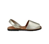 PAYMA - Menorquinas Avarcas De Piel Para Mujer Unisex. Fabricadas En España. Sandalia Alpargata De Verano. Planta Acolchada. Talón Abierto. Color: Platino, Talla: EU 39