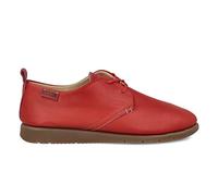 PAYMA - Zapatillas Deportivas Sneakers de Piel para Mujer. Zapatos Planos Casual Blucher. Cierre Cordones. Piel Super Flexible. Máxima Comodidad. Color: Rojo, Talla: EU 37