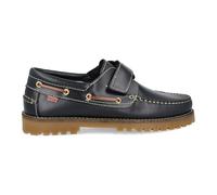 PAYMA - Zapatos Náuticos Sport Casual Hombre, Mujer, Niño. Clásicos 3-Ojales de Piel. Piso de Goma. Tallas Grandes 45 46 47. Cierre Contacto. Color: Azul Marino Contacto; Talla EU 39