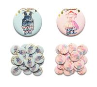 PayPie Chico o niña de equipo, botones de revelación de género, color azul y rosa, para juego de baby shower, 30Pcs, Plástico