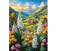 Paysage de Champ de Fleurs Dans la vallée Puzzle 500 Piezas Cartón Grueso para Adultos Y Adolescentes Mitos Cuento de Hadas Ocio Doméstico Terapia Relajación Mejor Valorado Idea De Regalo 500 PCS