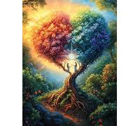 Paysage de Coucher de Soleil Sur l'arbre en Forme de cœur Puzzle 300 Piezas Cartón Blanco Premium para Coleccionistas Mitos fantásticos Entrenamiento Memoria Hobby Colección Regalo Ori