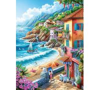 Paysage de Coucher de Soleil Sur le Village côtier Puzzle 1000 Piezas Cartón Grueso para Adultos Y Adolescentes Animal Planta Ocio Doméstico Terapia Relajación Mejor Valorado Idea De Regalo 1000 PCS
