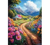 Paysage de fleurs sur la route rurale Puzzle 1000 Piezas Cartón Grueso Para Adultos Mitos fantásticos Cuento De Hadas Entretenimiento Casero Alivio Estrés Compatible Marco Estándar Regalo Original 100