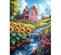 Paysage de Maison de tournesols Rompecabezas 300 Piezas Cartón para Parejas Mitos Cuento de Hadas Actividad Tiempo Libre Terapia Relajación Decoración Salón Regalo Sorpresa 300 PCS