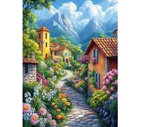 Paysage de Village Italien Rompecabezas 1000 Piezas Cartón Resistente para Mayores Mitos Cuento de Hadas Actividad para La Mente Desconectar Rutina Garantía Satisfacción 1000 PCS