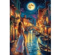 Paysage nocturne des canaux de Venise Puzzle 300 Piezas Cartón Grueso Para Toda La Familia Mitos cuento de hadas Noches Juegos En Familia Relajación Concentración Regalo Corporativo Regalo Ideal 300 P