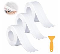 PaYuanRaoTi 3PCS Cinta de Sellado Autoadhesiva Impermeable, 22mm×320cm, para Transiciones Limpias en el Hogar, Zócalo Autoadhesivo como Moldura Decorativa para Diversas Superficies