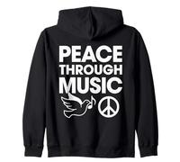 Paz a través de la música Inspirador Signo de Paz Paloma Arte Musical Sudadera con Capucha