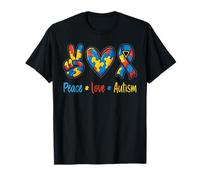 Paz Amor Autista Autismo Concientización Mes del Orgullo Camiseta