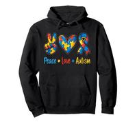 Paz Amor Autista Autismo Concientización Mes del Orgullo Sudadera con Capucha