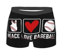 Paz, Amor, béisbol Boxer Shorts Transpirable Trunks Ropa Interior Cintura Elástica Boxers Hombres XL