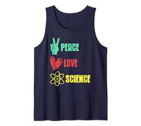 Paz Amor Ciencia Mensaje Retro Colorido Camiseta sin Mangas