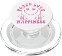 Paz, Amor, Felicidad, Sonrisa Rosa, Cara de corazón, Ojos, Cara Feliz PopSockets PopGrip para MagSafe