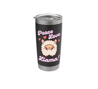 Paz Amor Llama Alpaca Gracioso Retro Vintage Divertido Vaso térmico de acero inoxidable de doble pared