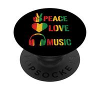 Paz Amor Música Reggae Colores Símbolos Arte Gráfico Diseño PopSockets PopGrip Adhesivo
